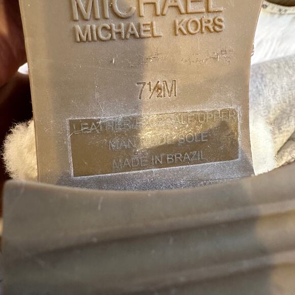 Michael Kors Casey Over The Knee Boots Leather Shearling Lined Buckle Heeled - Picture 14 of 14